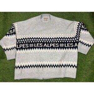 H&M Les Alpes Sweater Gray Knit Pullover Wool Blend Luxe Size XXL